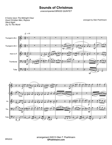 SOUNDS OF CHRISTMAS (medley of 4 carols) - BRASS QUINTET (unaccompanied) (arr. Glen Poehlmann)