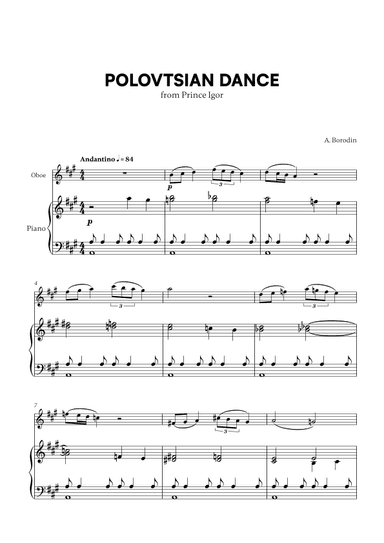 Polovtsian Dance (from Prince Igor) (for Oboe and Piano) (arr. Cadenza Editions)