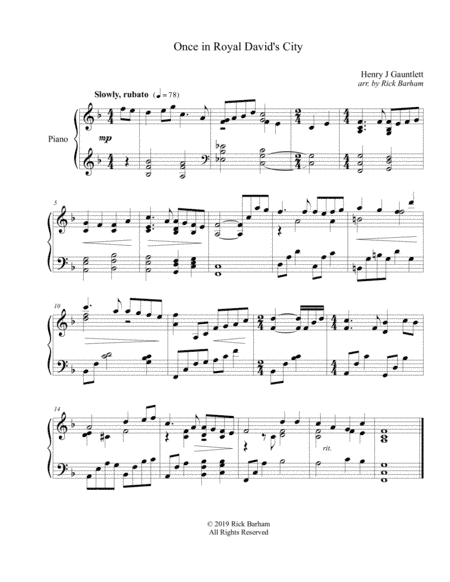 Once In Royal David's City (arr. Rick Barham)