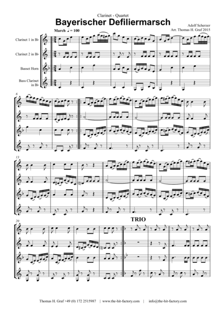Bayerischer Defiliermarsch - German March - Oktoberfest - Clarinet Quartet (arr. Thomas H. Graf)