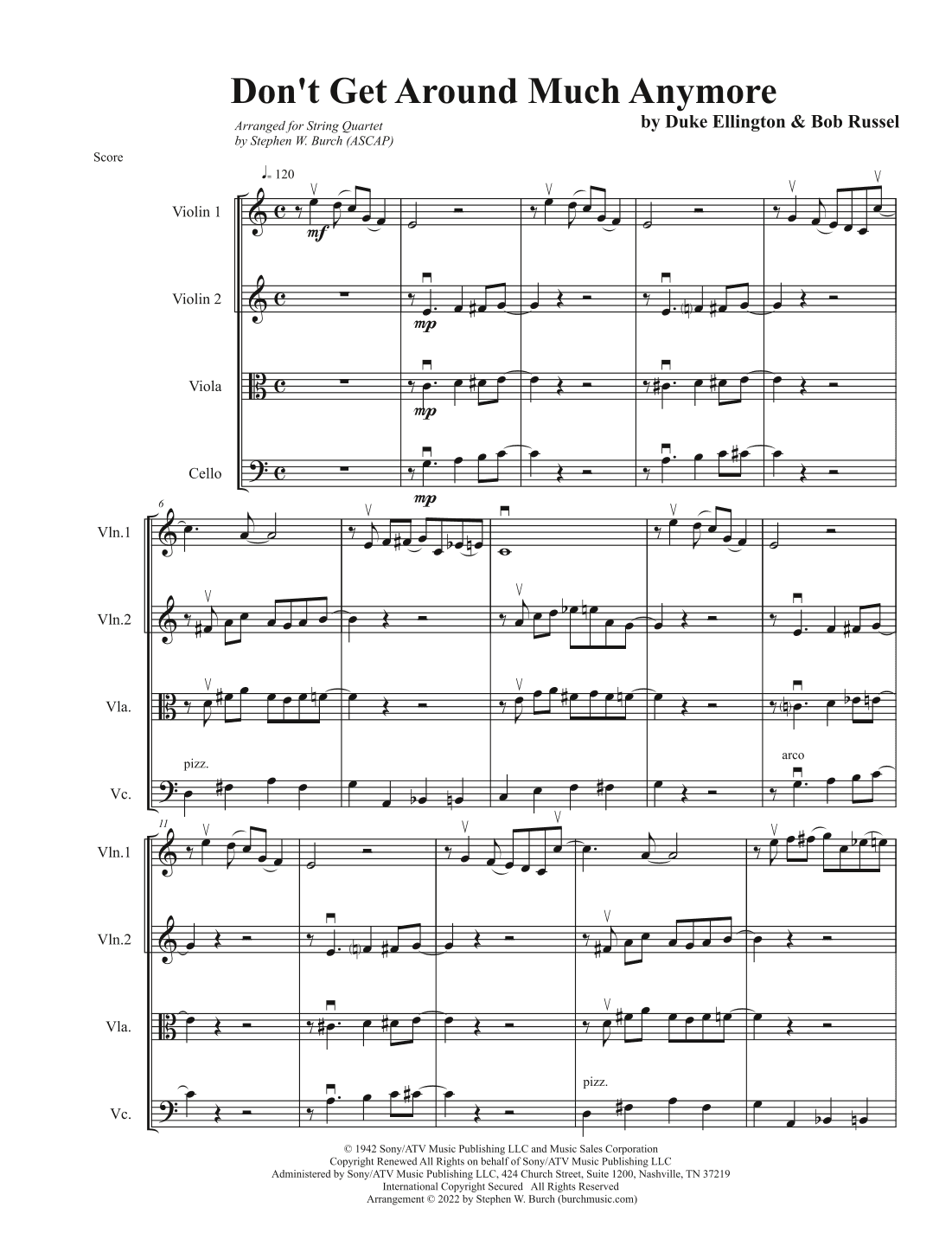 Don't Get Around Much Anymore (arr. Stephen W. Burch (ASCAP))