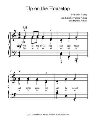 Up on the Housetop (standard notation, beginner) (arr. Ruth Stevenson Alling, Dennis Frayne)