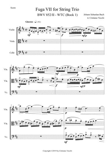 Fuga VII for String Trio (arr. Cristiano Vecchi)