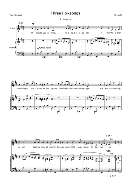 Three Folksongs (arr. M J regan)
