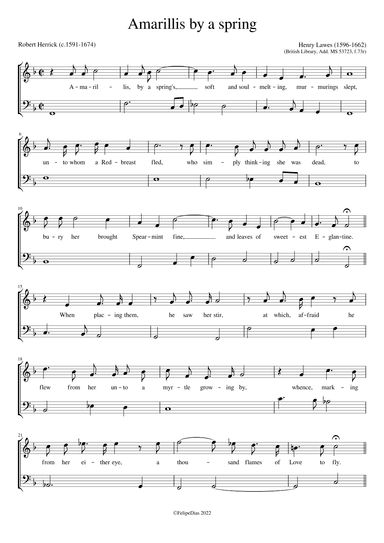 Amarillis by a spring (arr. Early Music Scores)