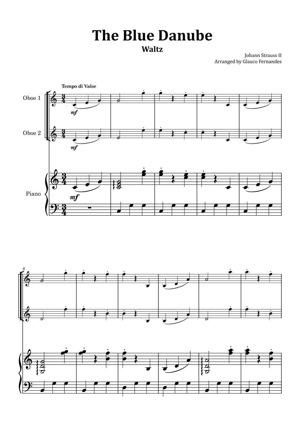 The Blue Danube - Oboe Duet with Piano (arr. Glauco Fernandes)
