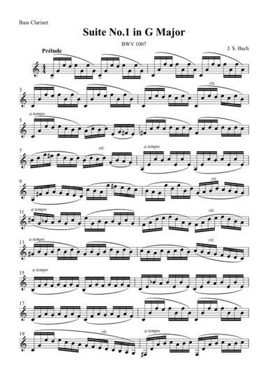 Cello Suite No.1 - I.Prelude (for Bass Clarinet) / J.S.Bach BWV1007 (arr. Daisuke Uchiyama)