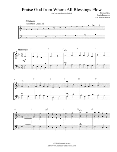 Praise God from Whom All Blessings Flow (Doxology) - for 3-octave handbell choir (arr. Samuel Stokes)