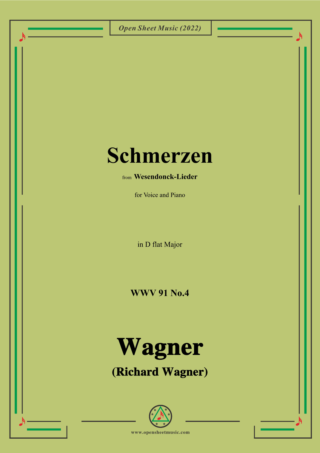 R. Wagner-Schmerzen,in D flat Major,WWV 91 No.4,from Wesendonck-Lieder (arr. OSM Press)