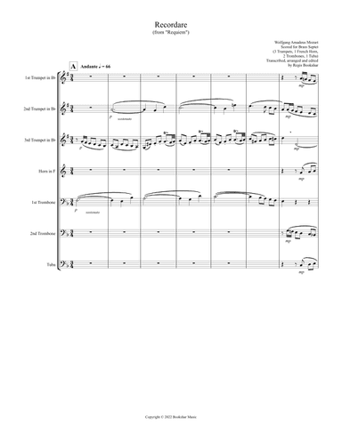 Recordare (from "Requiem") (F) (Brass Septet - 3 Trp, 1 Hrn, 2 Trb, 1 Tuba) (arr. Regis Bookshar)