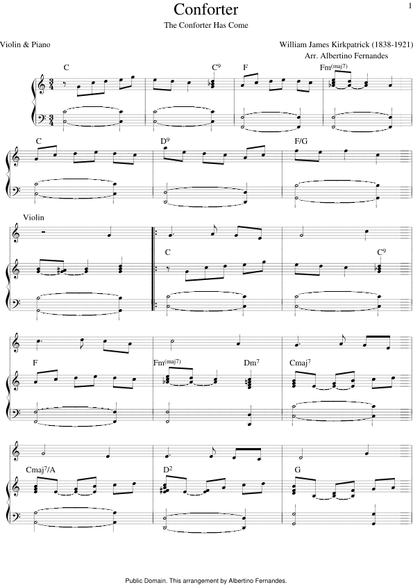The Conforter Has Come (Violin & Piano) (arr. Albertino Fernandes)