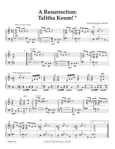 A RESURRECTION: Talitha Koum! (Mark 4:51)