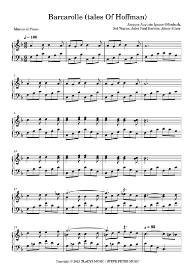 Barcarolle    (tales Of Hoffman) (arr. Música al Piano)