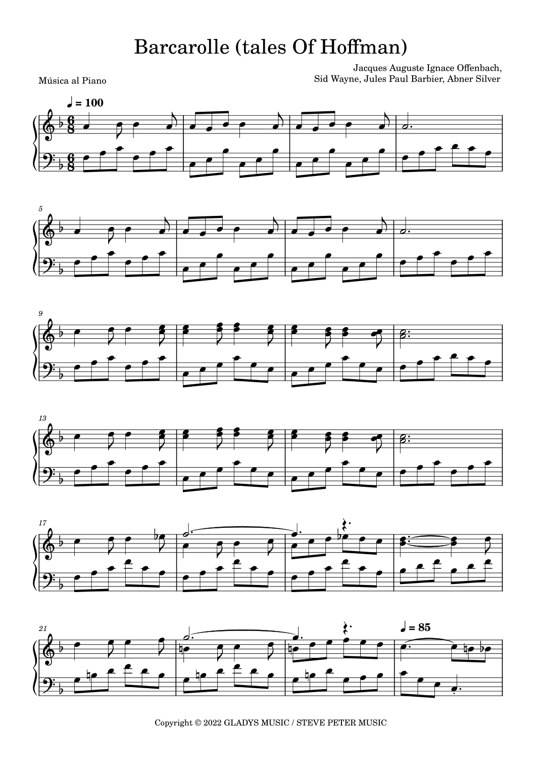 Barcarolle    (tales Of Hoffman) (arr. Música al Piano)