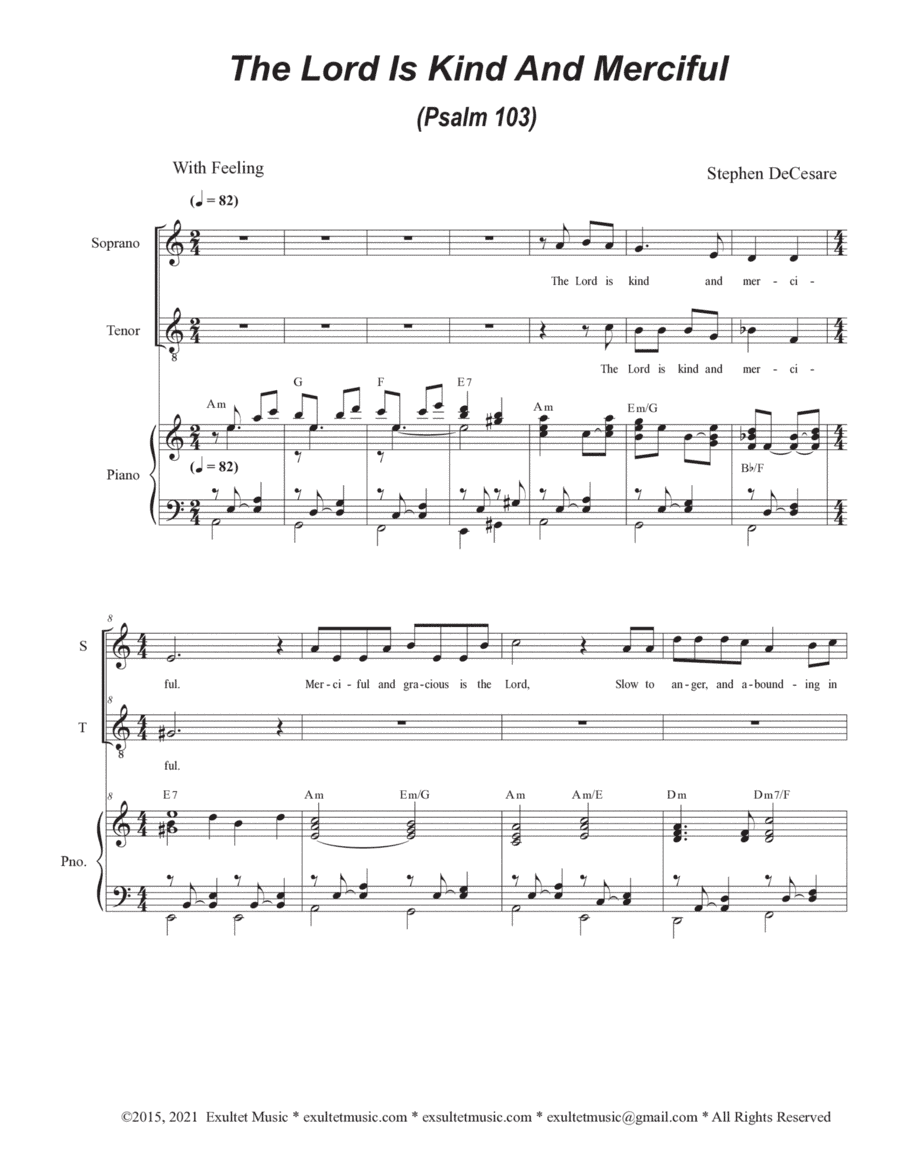 The Lord Is Kind And Merciful (Psalm 103) (Duet for Soprano and Tenor solo)