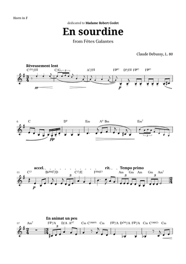 En sourdine by Debussy for French Horn and Chords (arr. Langanho)