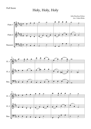 Holy, Holy, Holy (Traditional Christian Song) for Woodwind Trio (arr. Fabio Britto)