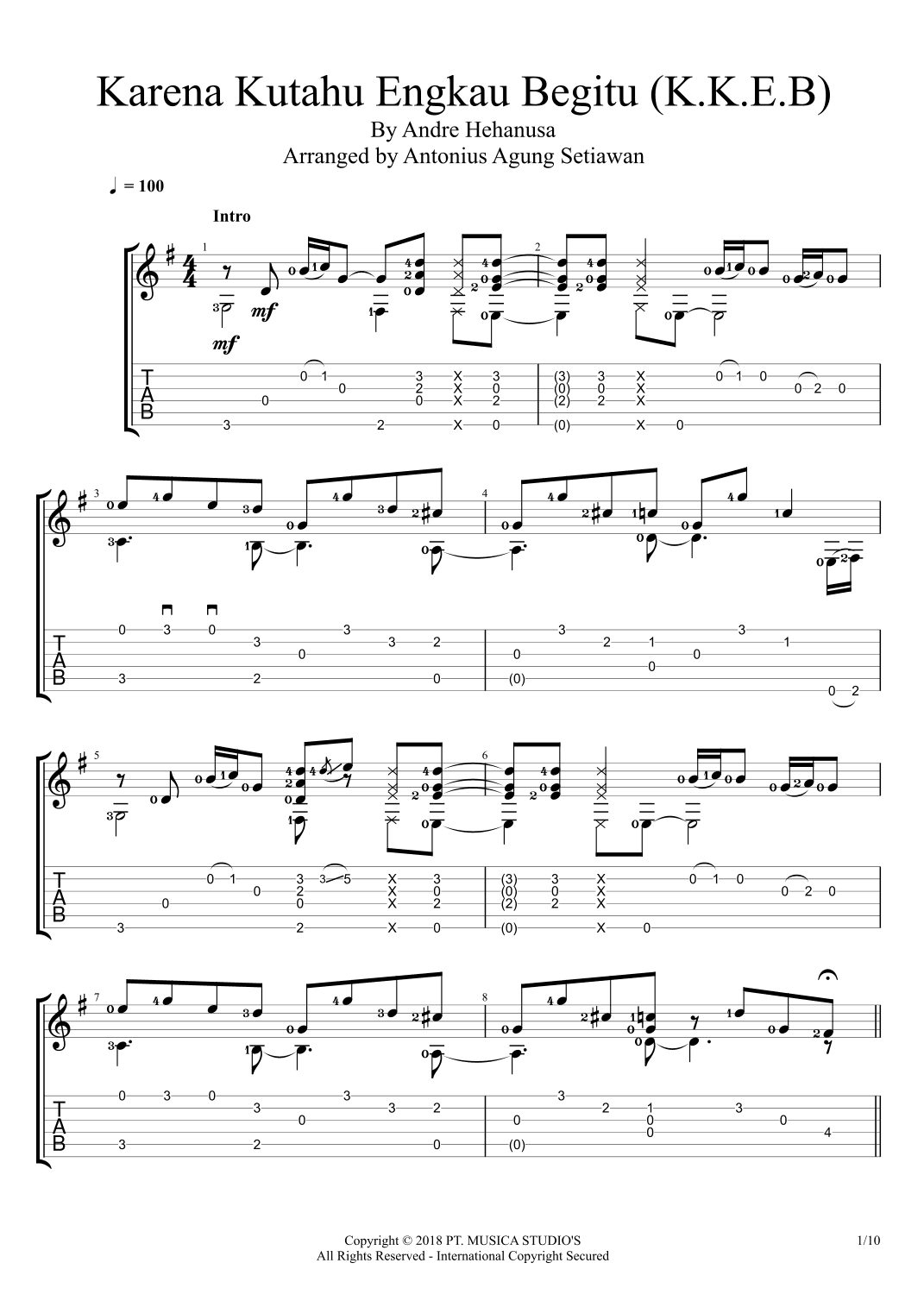 Karena Kutahu Engkau Begitu (kkeb) (arr. Antonius Agung Setiawan)