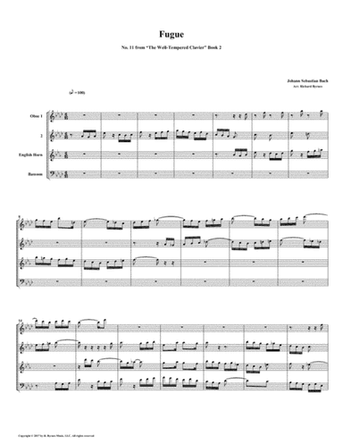 Fugue 11 from Well-Tempered Clavier, Book 2 (Double Reed Quartet) (arr. Richard Byrnes)