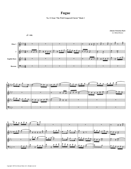 Fugue 11 from Well-Tempered Clavier, Book 2 (Double Reed Quartet) (arr. Richard Byrnes)