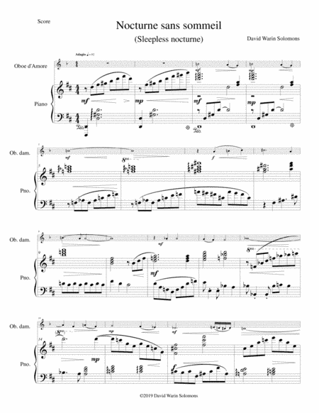 Nocturne sans sommeil (Sleepless nocturne) for oboe d'amore and piano