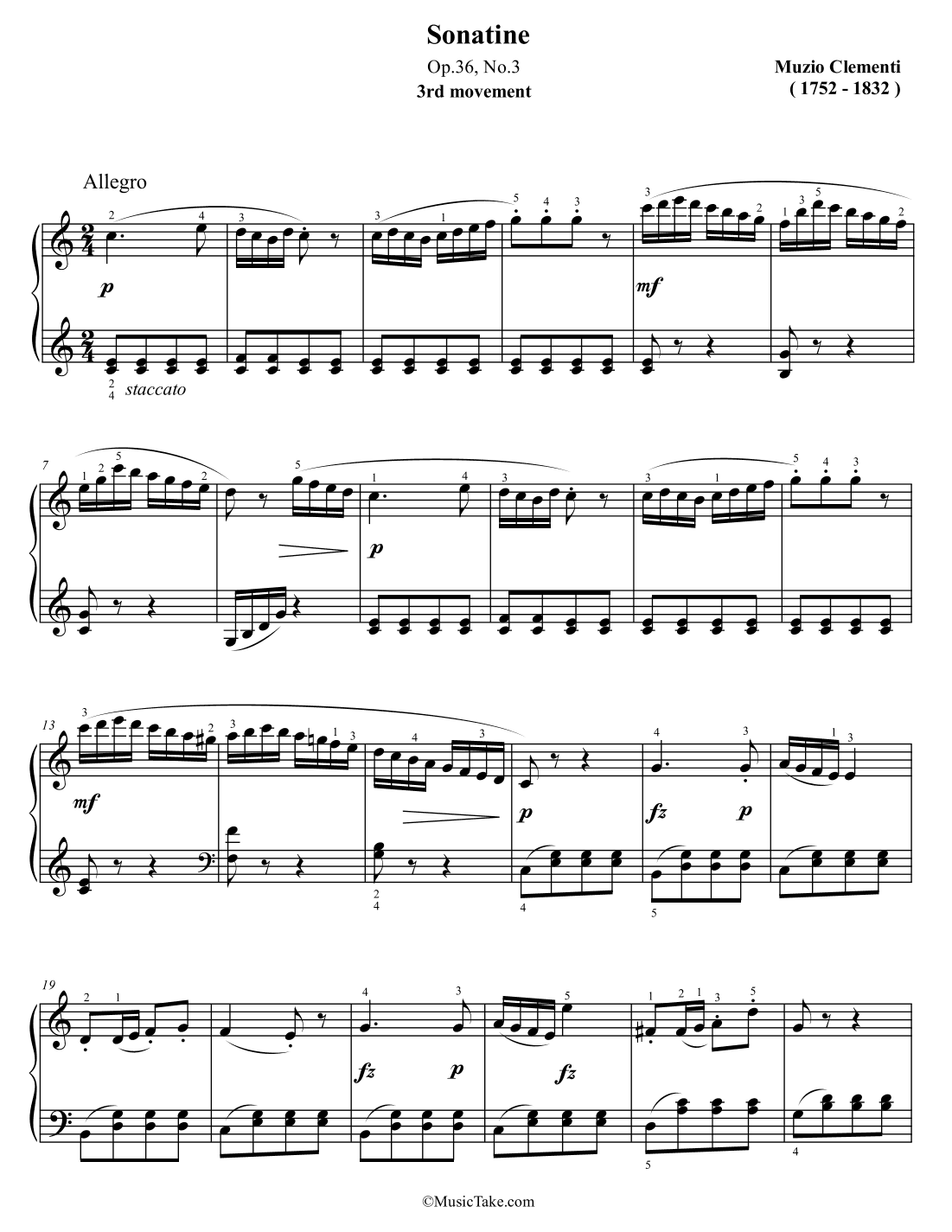 Clementi Sonatina in C Major Op.36 No.3 (3rd movement) (arr. Ben Choupak)