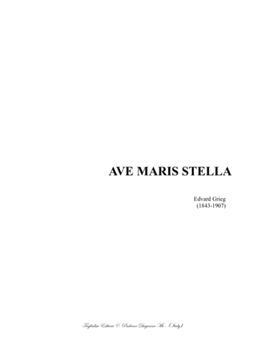 AVE MARIS STELLA - Grieg - For SSAATTBB (arr. Renato Tagliabue)