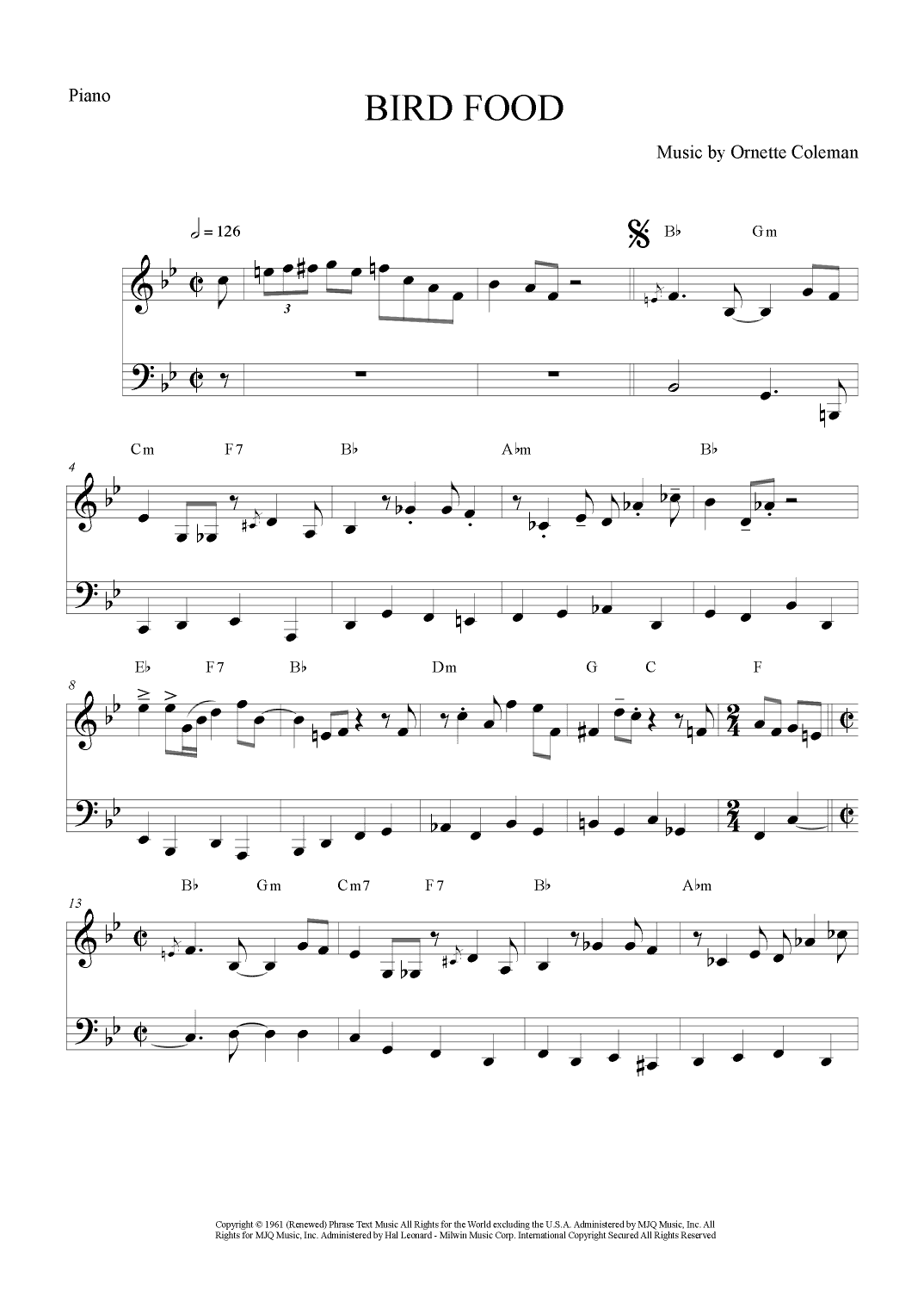 Bird Food (arr. The Sheet Music Library)