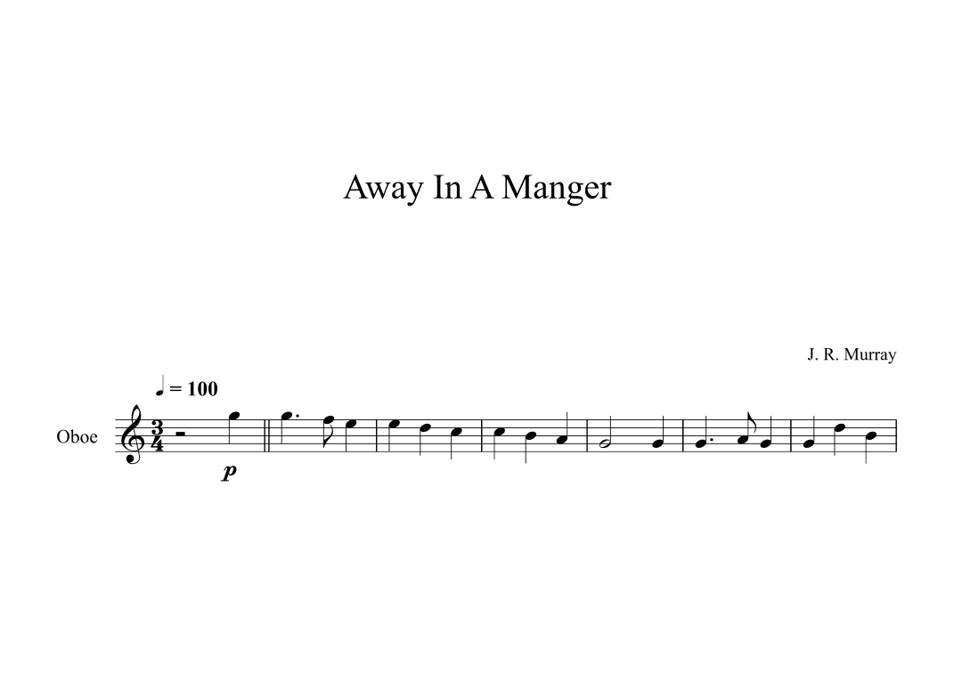 Away In A Manger, James Ramsey Murray (Oboe) (arr. Digital Book Music)