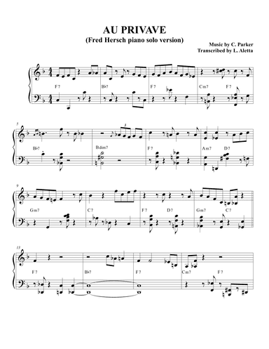 Au Privave (arr. Luca Aletta)