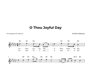 O Thou Joyful Day (Key of G-Flat Major) (arr. R. Salvario)