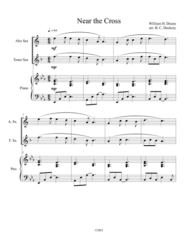 Near the Cross (alto and tenor sax duet) with optional piano accompaniment (arr. B. C. Dockery)