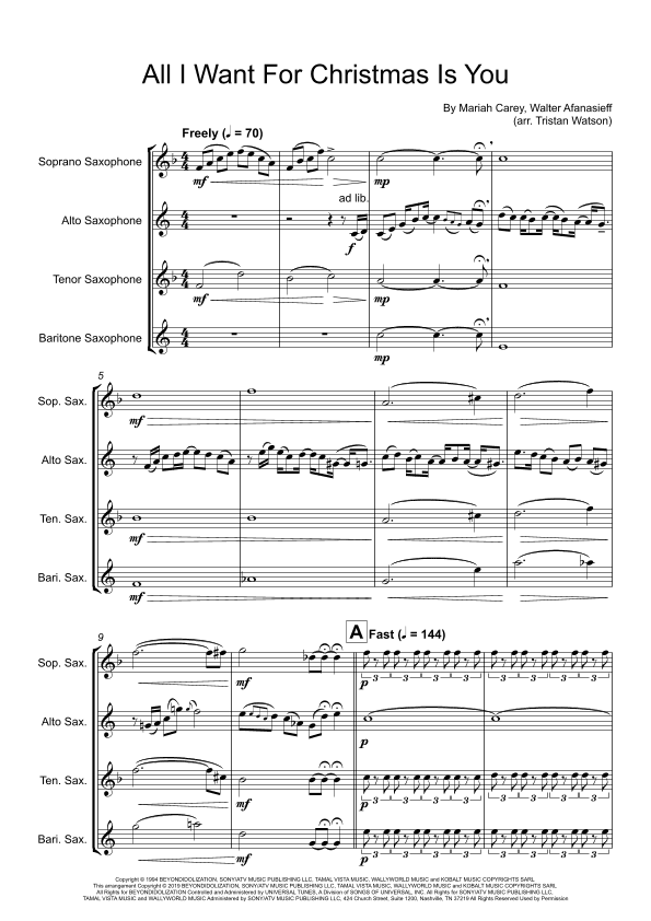 All I Want For Christmas Is You (arr. Tristan Watson)