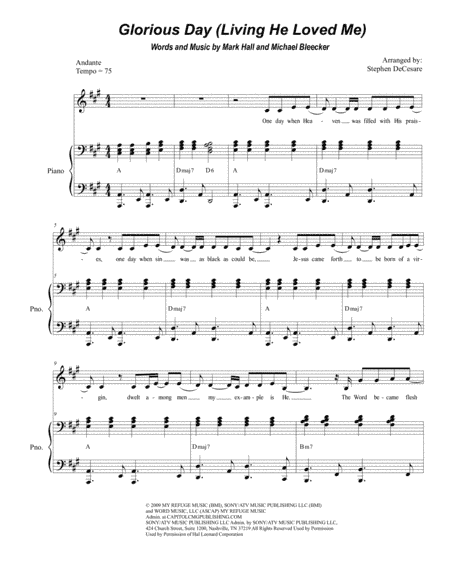 Glorious Day (Living He Loved Me) (arr. Stephen DeCesare)