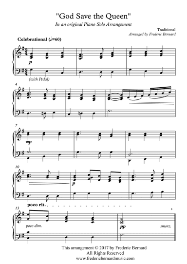 God Save the Queen (Traditional Easy Piano) (arr. Frederic Bernard)