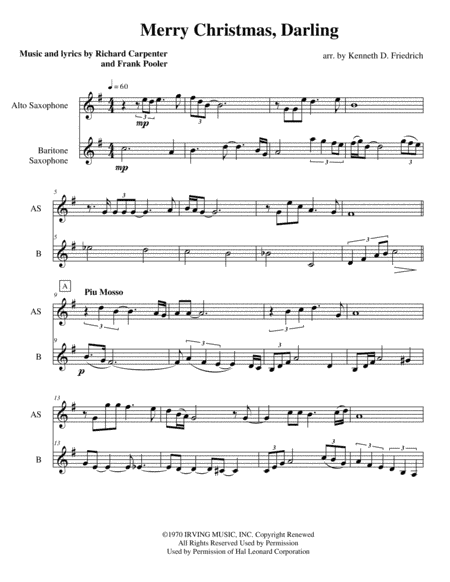 Merry Christmas, Darling (arr. Kenneth D. Friedrich)