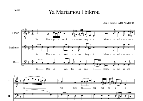 Ya MAryamou l bikrou fouqti - يا مريم البكر فقت (arr. Charbel ABI NADER)