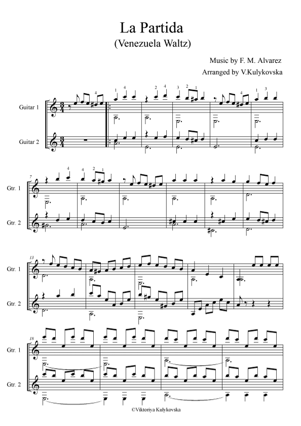 La Partida (Venezuela Waltz) (arr. Viktoriia Kulykovska)