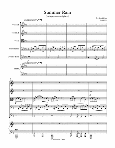Summer Rain (string quintet and piano)