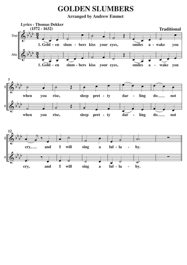 Golden Slumbers A Cappella SAB (arr. Andrew Emmet)