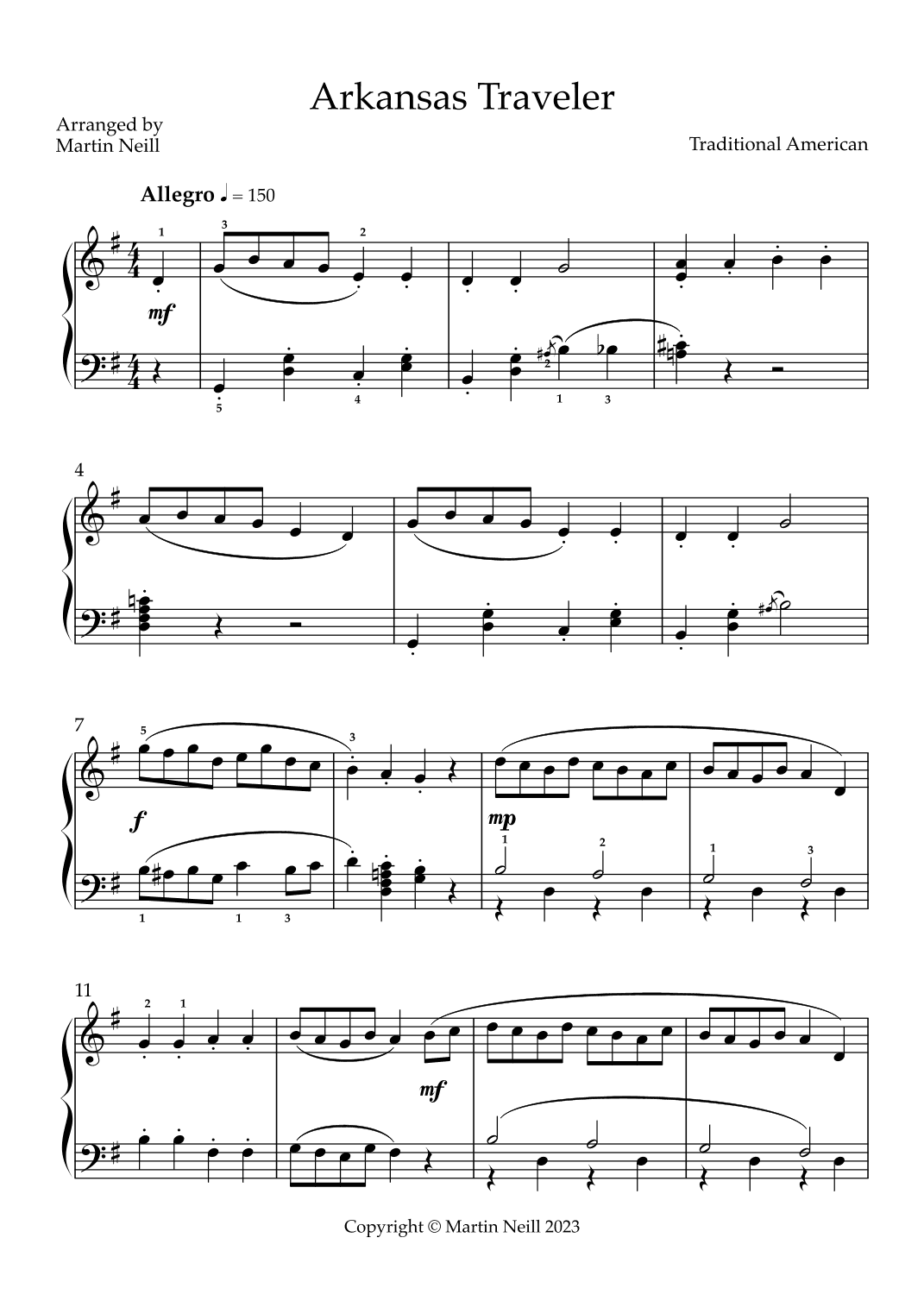 Arkansas Traveler (arr. Martin Neill)