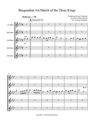 Burgundian Air/March of the Three Kings (F min) (Oboe Quintet) (arr. Regis Bookshar)