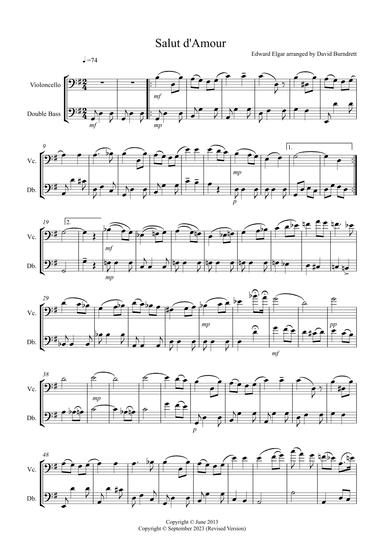 Salut d' Amour for Cello and Double Bass Duet (arr. David Burndrett)