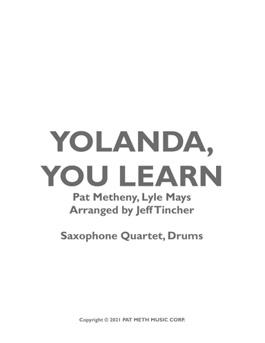 Yolanda, You Learn (arr. Jeff Tincher)