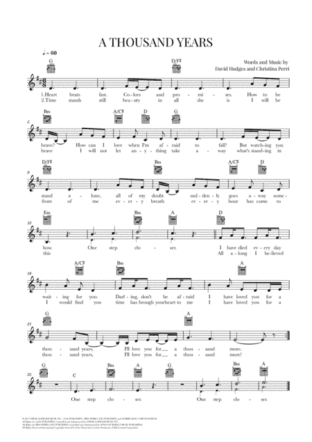 A Thousand Years (arr. Cadenza Editions)