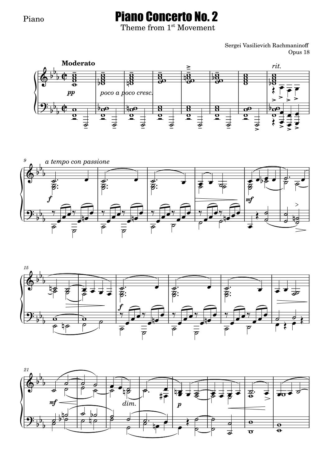 Piano Concerto No 2 in C minor Main Theme 1st Movement (arr. Marcus Martin)