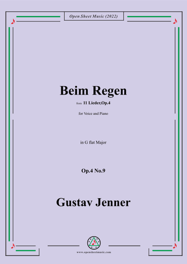 Jenner-Beim Regen,in G flat Major,Op.4 No.9 (arr. OSM Press)