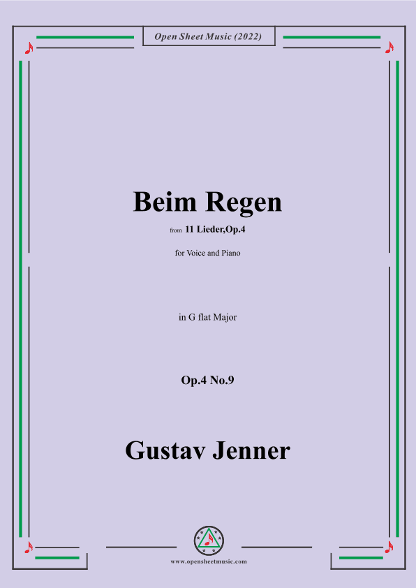 Jenner-Beim Regen,in G flat Major,Op.4 No.9 (arr. OSM Press)
