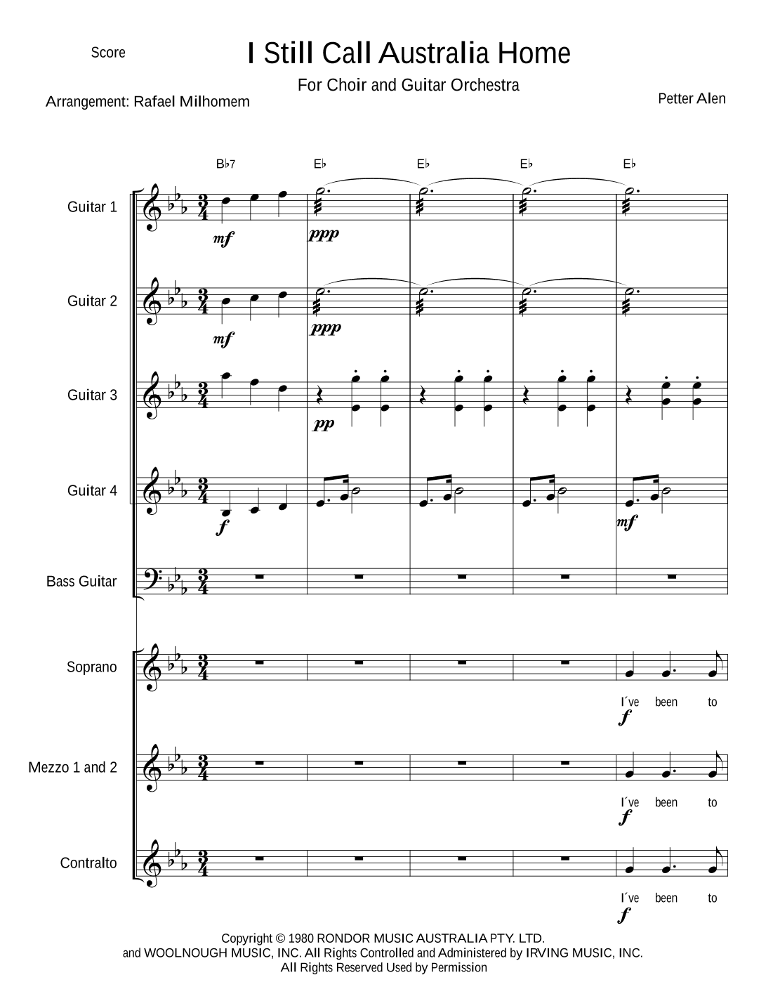 I Still Call Australia Home (arr. Rafael Milhomem)