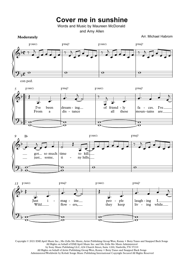 Cover Me In Sunshine (arr. Michael Habrom)